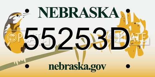 55253D Nebraska License Plate