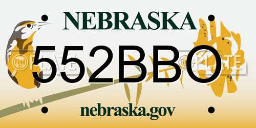 552BBO Nebraska License Plate