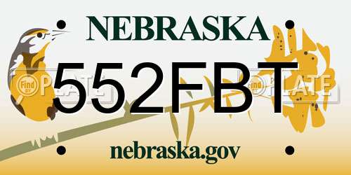 552FBT Nebraska License Plate