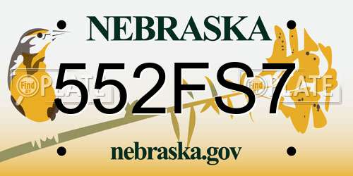 552FS7 Nebraska License Plate