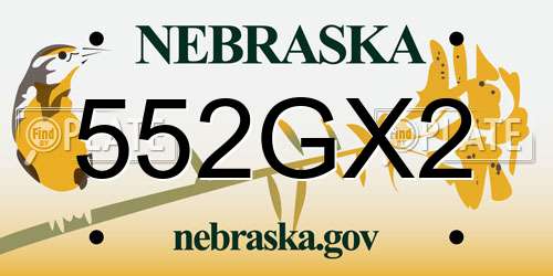 552GX2 Nebraska License Plate