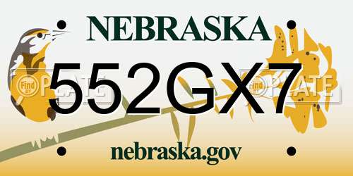 552GX7 Nebraska License Plate