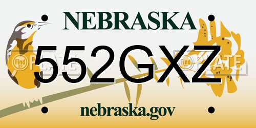 552GXZ Nebraska License Plate