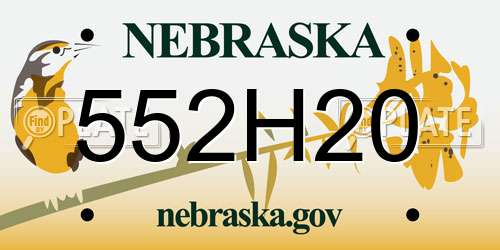 552H20 Nebraska License Plate
