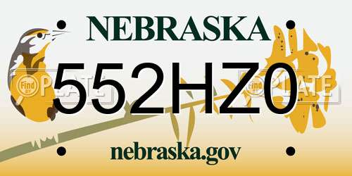 552HZ0 Nebraska License Plate