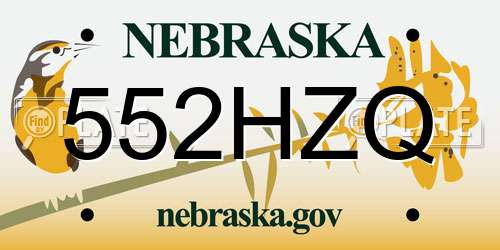 552HZQ Nebraska License Plate