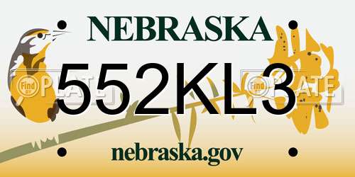 552KL3 Nebraska License Plate