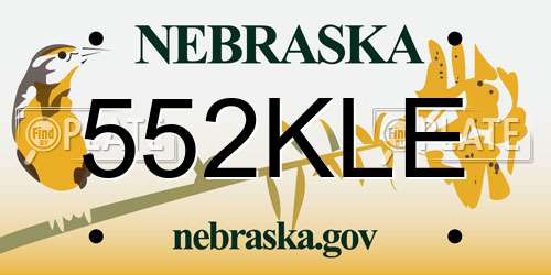 552KLE Nebraska License Plate