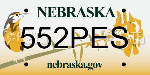 552PES Nebraska License Plate