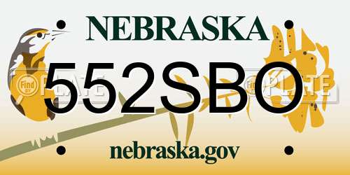 552SBO Nebraska License Plate