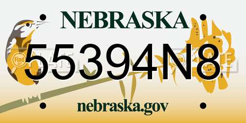 55394N8 Nebraska License Plate