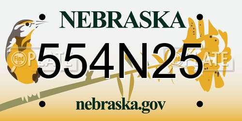 554N25 Nebraska License Plate