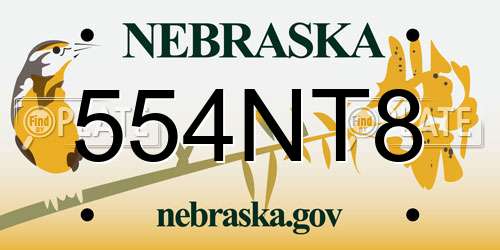 554NT8 Nebraska License Plate