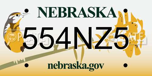 554NZ5 Nebraska License Plate