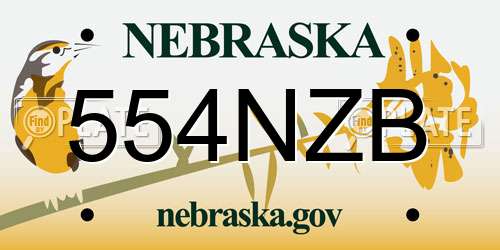 554NZB Nebraska License Plate