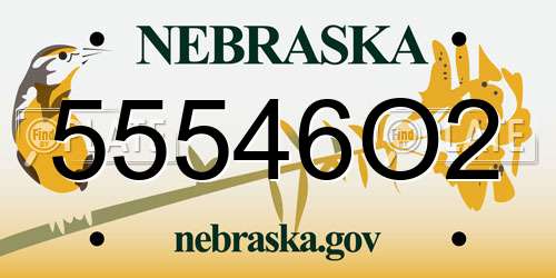 55546O2 Nebraska License Plate