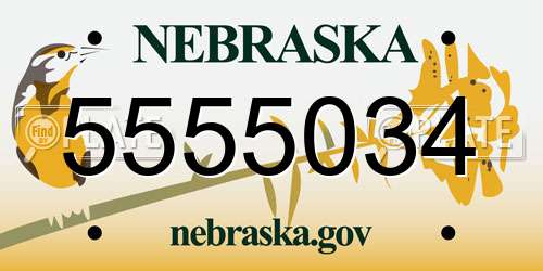5555034 Nebraska License Plate