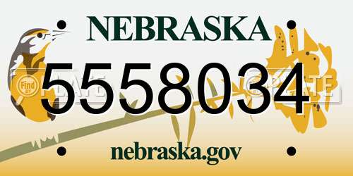5558034 Nebraska License Plate
