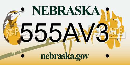 555AV3 Nebraska License Plate