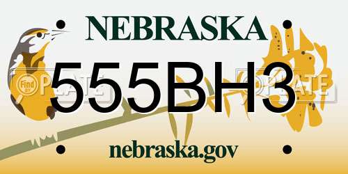 555BH3 Nebraska License Plate