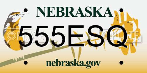 555ESQ Nebraska License Plate