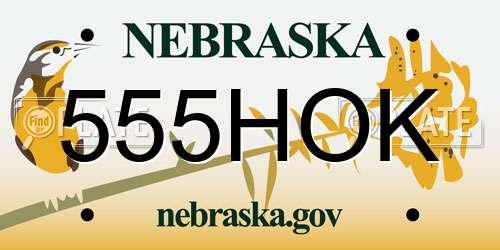 555HOK Nebraska License Plate