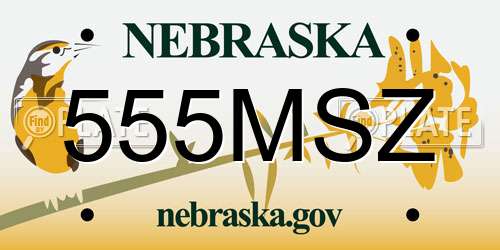 555MSZ Nebraska License Plate