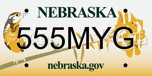 555MYG Nebraska License Plate