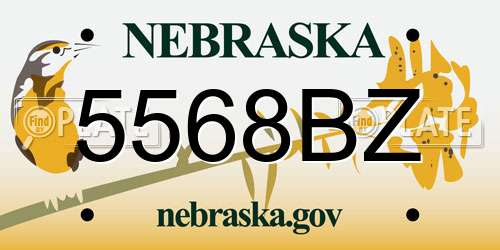 5568BZ Nebraska License Plate