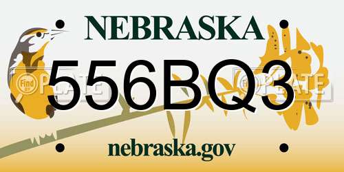 556BQ3 Nebraska License Plate