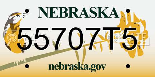 55707T5 Nebraska License Plate