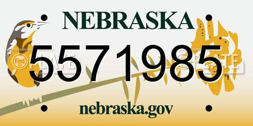 5571985 Nebraska License Plate