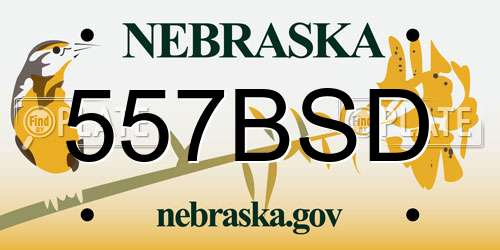 557BSD Nebraska License Plate