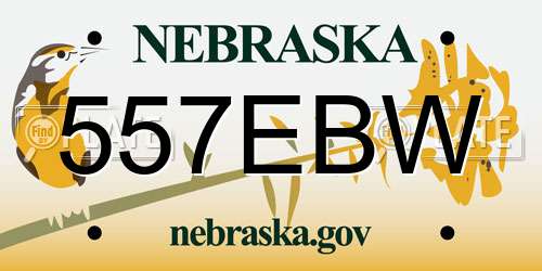 557EBW Nebraska License Plate