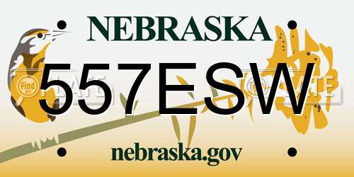 557ESW Nebraska License Plate