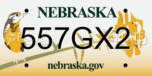 557GX2 Nebraska License Plate