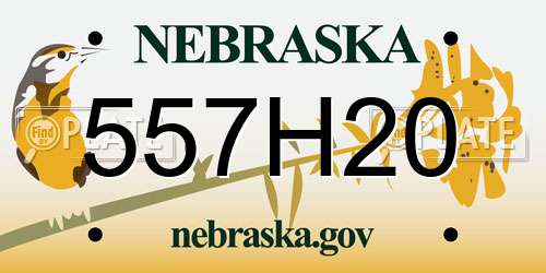 557H20 Nebraska License Plate
