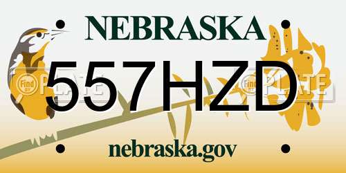 557HZD Nebraska License Plate