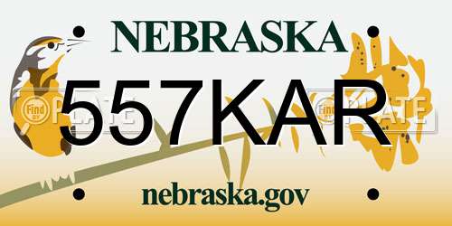 557KAR Nebraska License Plate