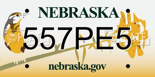 557PE5 Nebraska License Plate