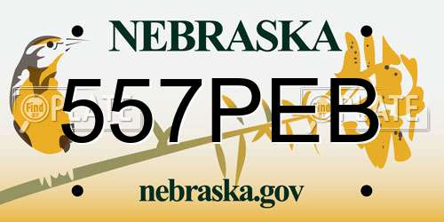 557PEB Nebraska License Plate