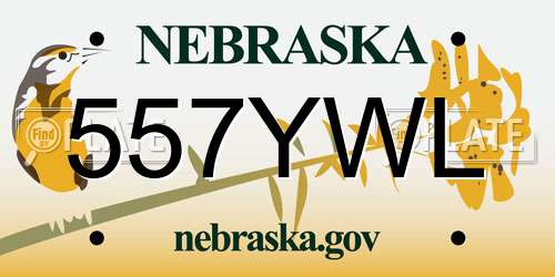557YWL Nebraska License Plate