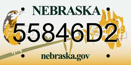 55846D2 Nebraska License Plate