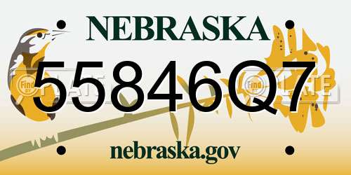 55846Q7 Nebraska License Plate