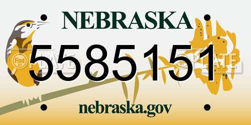 5585151 Nebraska License Plate