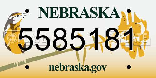 5585181 Nebraska License Plate