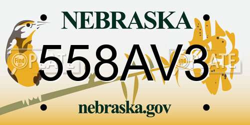 558AV3 Nebraska License Plate