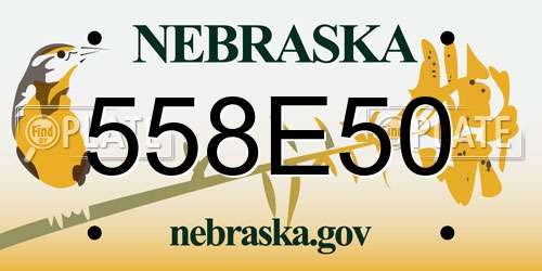 558E50 Nebraska License Plate