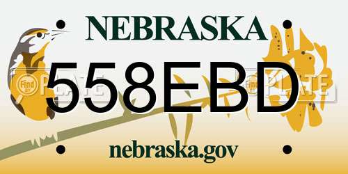 558EBD Nebraska License Plate