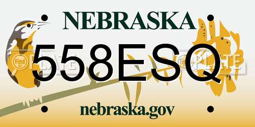 558ESQ Nebraska License Plate